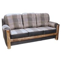 Beartooth Aspen Mountain Comfort Upholstered Sofa - Natural Log - Dakota Carbon Accent Fabric & Whitehall Linen Main Fabric