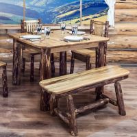 Rustic Pine 4 Post Log Kitchen Table with 45" Plank Style Bench