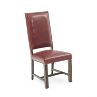 Classic Elegant Dining Chair - Crimson Red Leather