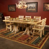 Rustic Double Stump Dining Table in Clear Finish (High Gloss Finish is a Special Order)