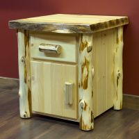 Cedar Lake Frontier Enclosed Log Nightstand--Clear Finish