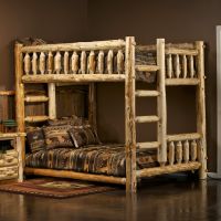 Cedar Lake Full over Queen Log Bunk Bed--Clear finish
