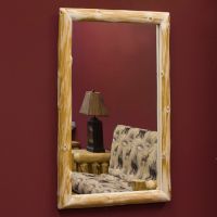 Cedar Lake Portrait Log Wall Mirror--Clear finish