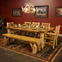Cedar Lake Log Dining Table in Honey Finish (High Gloss Finish is a Special Order)