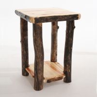 Beaver Creek Aspen Log Night Table--Clear finish, Dark aspen, Standard logs