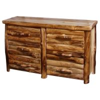 Beartooth Aspen 6 Drawer Log Dresser - Half Log Drawers - Natural Panel & Natural Log