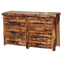 Beartooth Aspen 6 Drawer Log Dresser - Half Log Drawers - Natural Panel & Gnarlyl Log