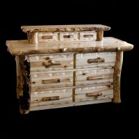 Aspen Lodge Accoutrement Log Dresser--Flat drawer fronts
