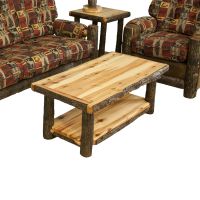 Hickory Log Coffee Table with Lower Shelf