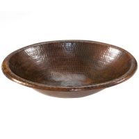 17" Hammered Copper Self Rimming Small Oval Sink - Oil Rubbed Bronze