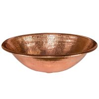 17" Hammered Copper Self Rimming Small Oval Sink - Polished Copper