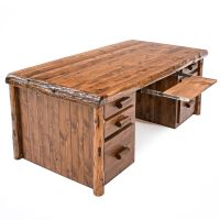 Cedar Lake Solid Wood Log Executive Desk - Vintage Whiskey Finish