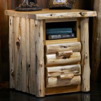 Cedar Lake Logger 2 Drawer Log Nightstand--Clear finish