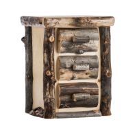 Beaver Creek Aspen 3 Drawer Log Nightstand--Half log drawers, Clear finish, Dark aspen, Standard logs