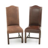 Bristol Dining Chair - Bomber Jacket Brown Leather (L) & Burnt Umber Cypress Leather (R)