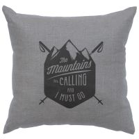 Mountains Are Calling Decor Pillow - Gray Linen