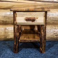 Glacier Country 1 Drawer Log Nightstand - Flat Drawer Front - Log Pull