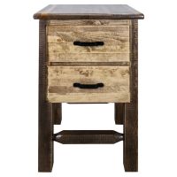 Homestead Rough Sawn 2 Drawer Nightstand - Forged Iron Pulls