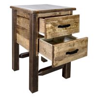 Homestead Rough Sawn 2 Drawer Nightstand - Forged Iron Pulls