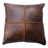 Faux Leather Cross Stitched Pillow