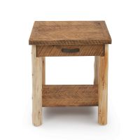 Rustic Cedar Post 1 Drawer Open Shelf Nightstand - Antique Barnwood Finish