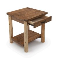 Rustic Cedar Post 1 Drawer Open Shelf Nightstand - Antique Barnwood Finish