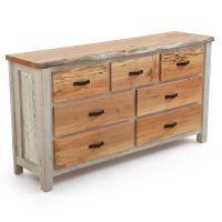 Coastal Chevron Cottage 7 Drawer Barnwood Dresser - Cottage White