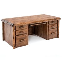 Cedar Lake Solid Wood Log Executive Desk - Vintage Whiskey Finish