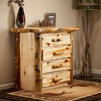 Aspen Lodge 4 Drawer Log Chest--Flat drawer fronts