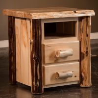 Cedar Lake Frontier 2 Drawer Log Nightstand--Clear Finish