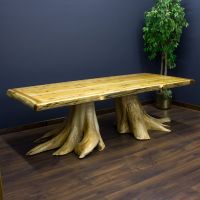 Rustic Double Stump Dining Table in Clear Finish (High Gloss Finish is a Special Order)
