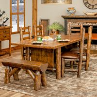 Olde Towne Dining Table with Ladderback Chairs in Barnwood Lager Finish