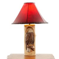 Hand Carved Eagle Log Table Lamp