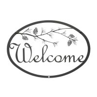 Wrought Iron Pine Branch Welcome Sign