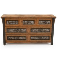 Winter Forest Rustic 7 Drawer Barnwood Dresser