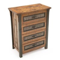 Winter Forest Rustic Barnwood 4 Drawer Chest