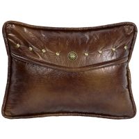 Faux Leather Oblong Envelope Pillow with Studs 