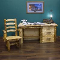 Yellowstone Rustic Aspen Log Desk | Shown with Aspen Log Arm Chair