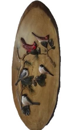 Rustic Forest Song Birds Wood Wall Clock 