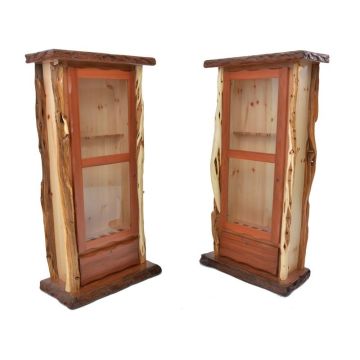 Rustic Redwood & Juniper Log Gun Cabinet