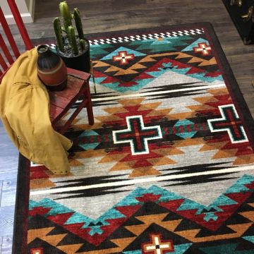 Rustic Cross Rug - Electric