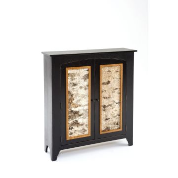 Painted Furniture Cupboard with Birch Bark Panels in Doors