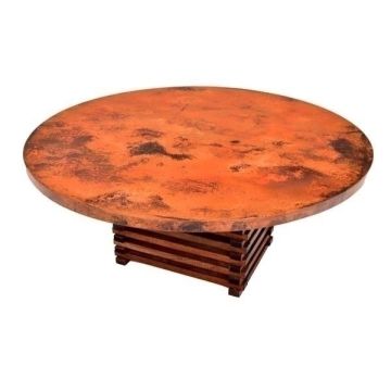 Stacked Base Hammered Copper Dining Table