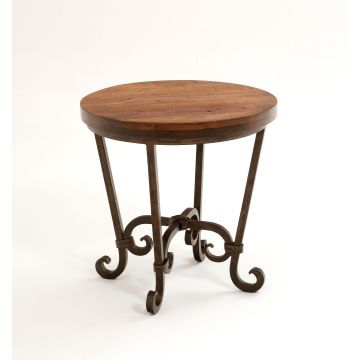 Rustic Santa Fe Turquoise Inlay Mesquite End Table
