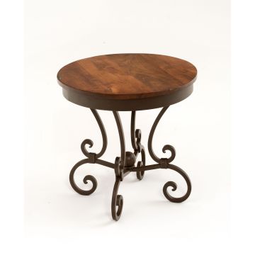Rustic Spanish Santa Fe Turquoise Inlay Mesquite End Table