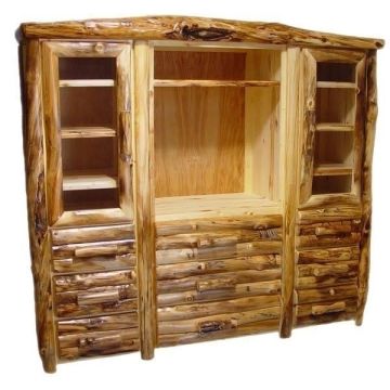 Rustic Aspen Log Entertainment Center 