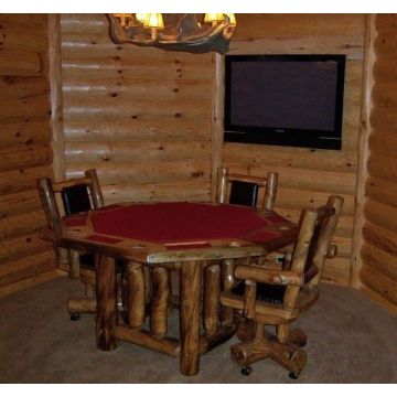 Rustic Game Table in Aspen Wood with Mission Pedestal