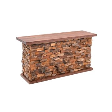 Rustic Sofa Table with Stacked Wood Base