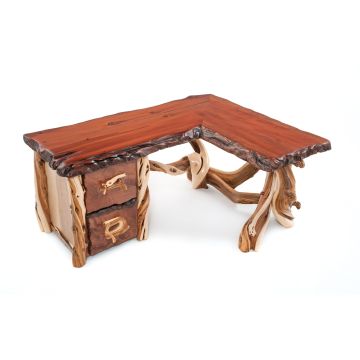 Rustic Redwood & Juniper Live Edge Corner Desk