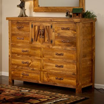 Heartland 10 Drawer Weathered Wood Dresser--Honey finish